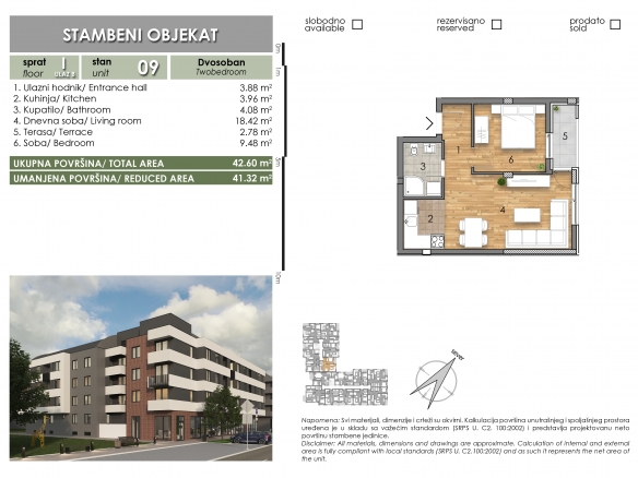 LAZE LAZAREVIĆA – Stan 9 – Dvosoban – Lamela B