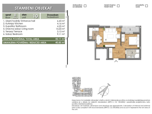 LAZE LAZAREVIĆA – Stan 10 – Dvosoban – Lamela A
