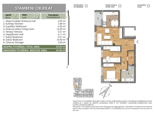 LAZE LAZAREVIĆA – Stan 10 – Trosoban – Lamela B