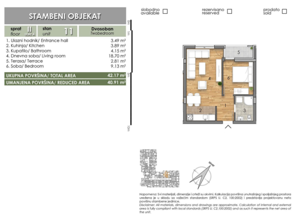LAZE LAZAREVIĆA – Stan 11 – Dvosoban – Lamela A