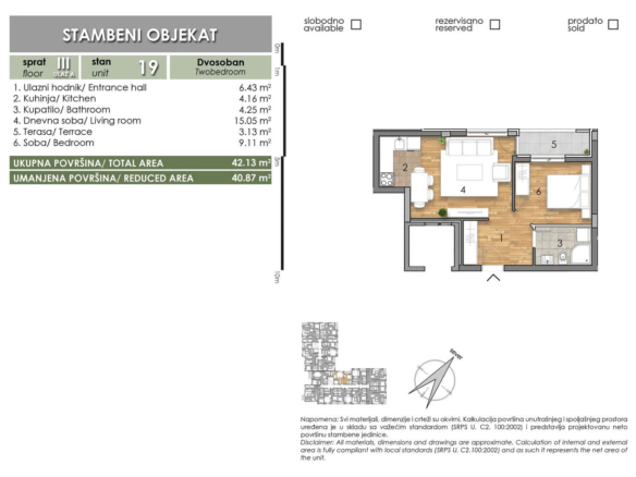 LAZE LAZAREVIĆA – Stan 19 – Dvosoban – Lamela A