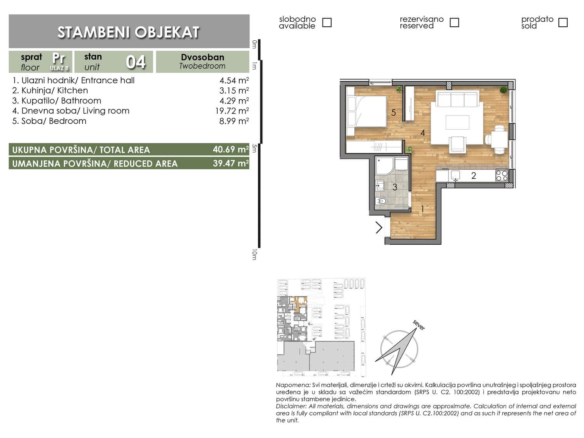 LAZE LAZAREVIĆA – Stan 4 – Dvosoban – Lamela B