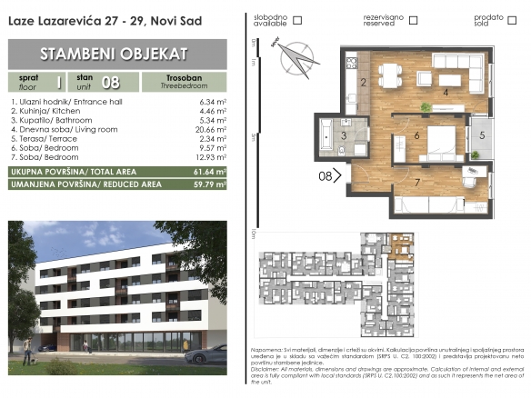 Laze Lazarević 27-29 – stan 8 – Trosoban