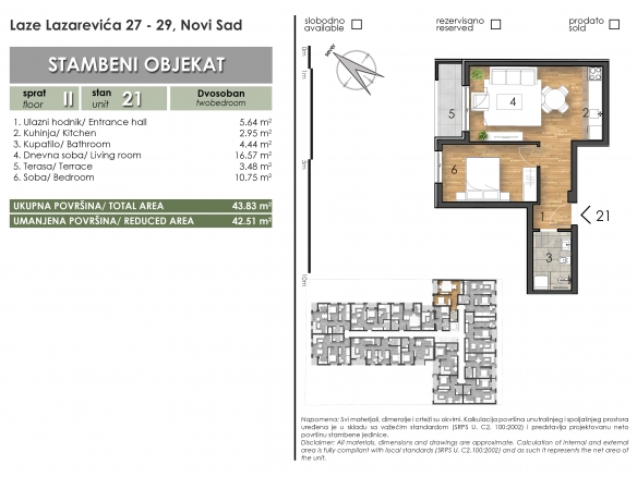 Laze Lazarević 27-29 – stan 21 – Dvosoban