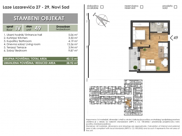 Laze Lazarević 27-29 – stan 49 – Dvosoban