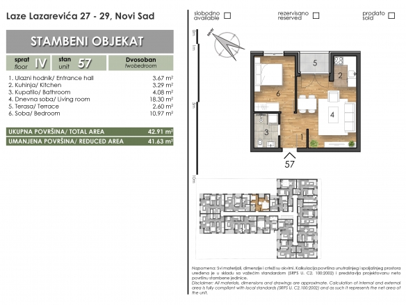 Laze Lazarević 27-29 – stan 57 – Dvosoban