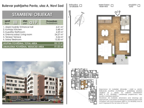 BULEVAR PATRIJARHA PAVLA 8 – Stan 19 – Dvosoban – Lamela A