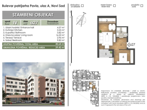 BULEVAR PATRIJARHA PAVLA 8 – Stan 27 – Dvosoban – Lamela A