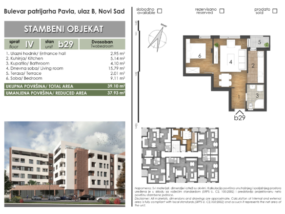 BULEVAR PATRIJARHA PAVLA 8 – Stan 29 – Dvosoban – Lamela B